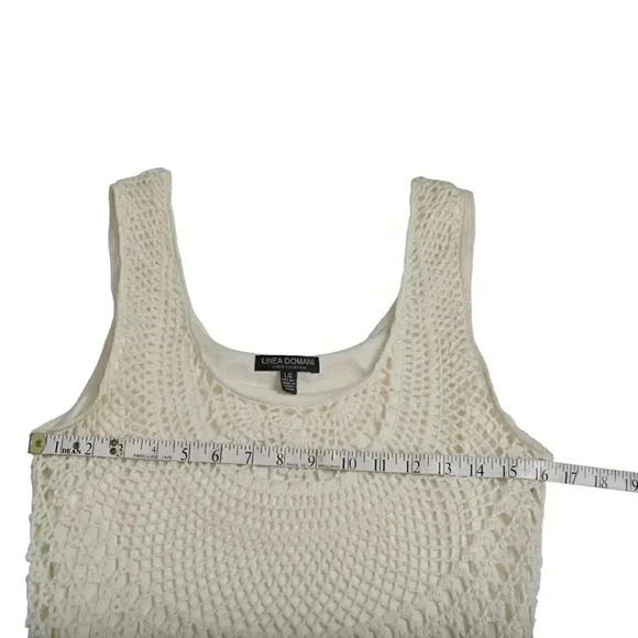 Linea Domani Crochet Midi Dress Cream Boho  Sleeveless Size Large - Picture 8 of 9